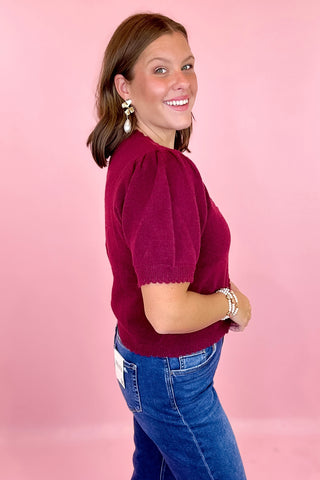 burgundy short sleeve cardigan