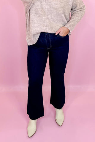 Dark Wash Cropped Flare Jean