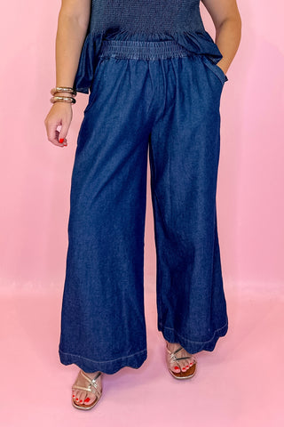 Chambray Scallop Pants Indigo