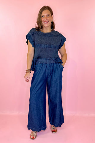 Chambray Scallop Pants Indigo