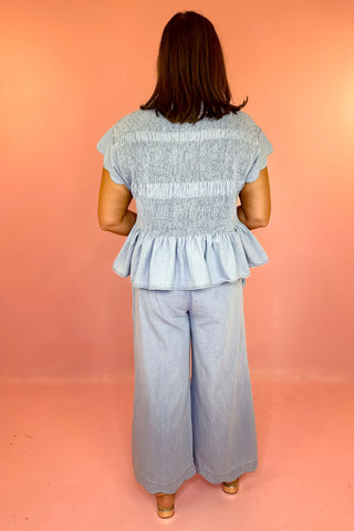Darling Energy Chambray Scallop Pants Light Denim