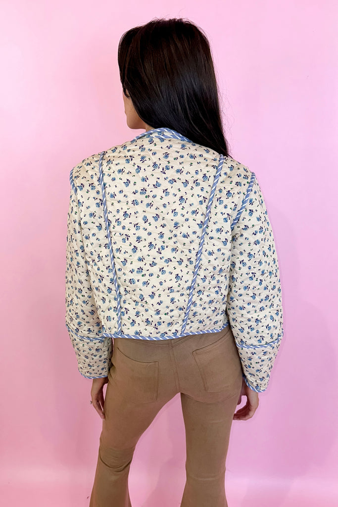 Blue floral quilted jacket