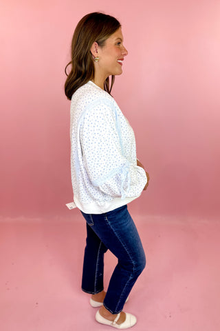 Ditsy Floral Lace Detailed Sweatshirt