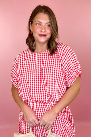 Dockside Plans Gingham Bubble Top Red