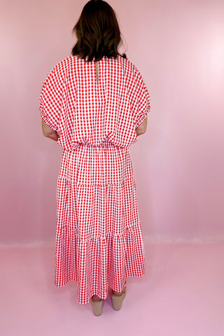 Gingham Midi Skirt Red
