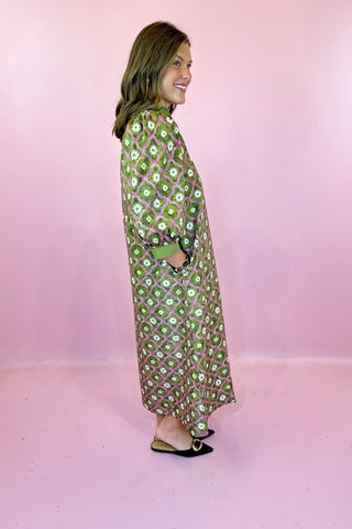 Floral Midi Dress Olive
