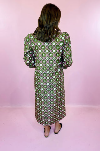 Floral Midi Dress Olive