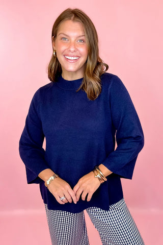 A Better Day Mock Neck Sweater - Navy
