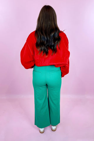 Molly High Waisted Wide Leg Cropped Pant - Green