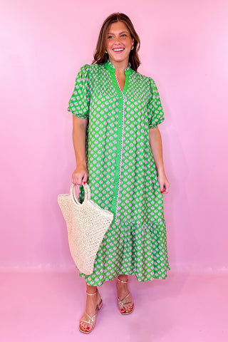 On The Daily Floral Midi Dress- Green