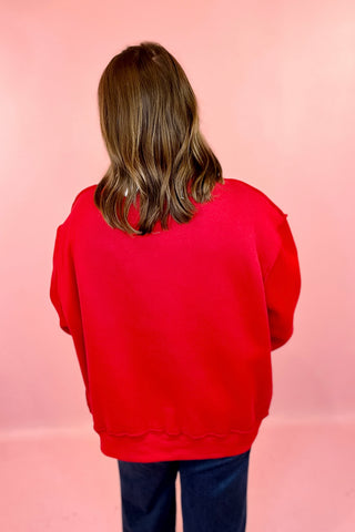 GA Outline Mock Neck Sweatshirt - Red