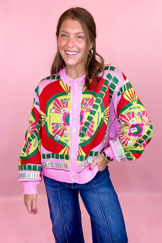 Queen Of Sparkles: Multi Mahjong Button Up Cardigan