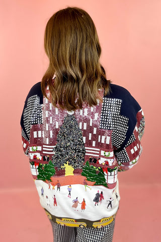 Queen Of Sparkles: Multi Sequin Rockefeller Center At Christmas Sweatshirt