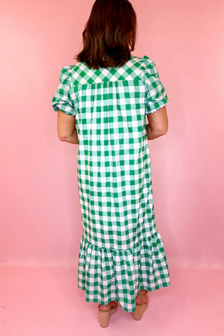 Market Days Gingham Midi Dress - Green