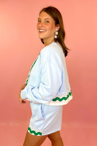 One To Remember Ric Rac Short Set - Blue/Green