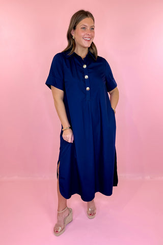 Soft Statement Midi Dress - Navy