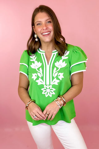 Bound To Happen Embroidered Top - Green