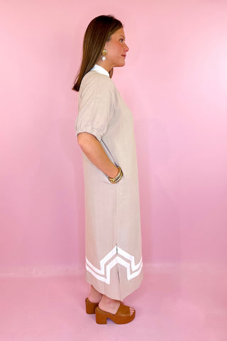 taupe kaftan midi dress
