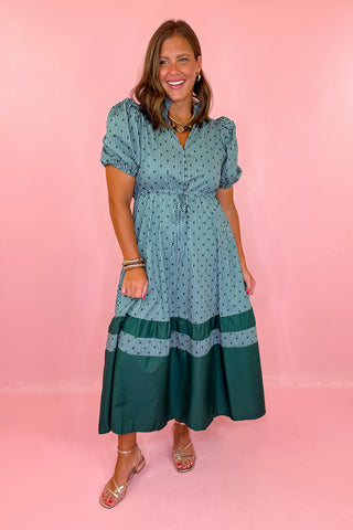 Polka Dot Midi Dress - Hunter Green