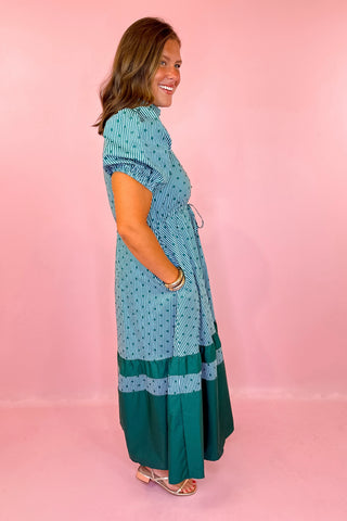  Polka Dot Midi Dress - Hunter Green