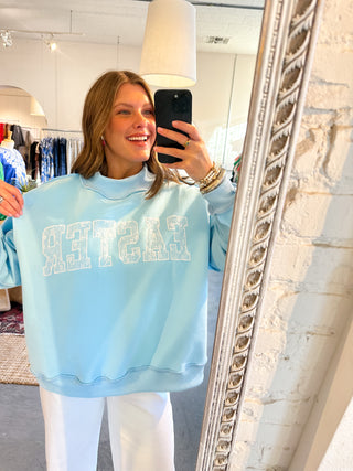 Easter Embroidered Mock Neck Sweatshirt