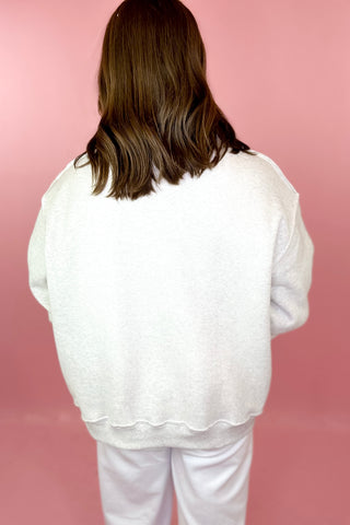 Easter Embroidered Mock Neck Sweatshirt Grey