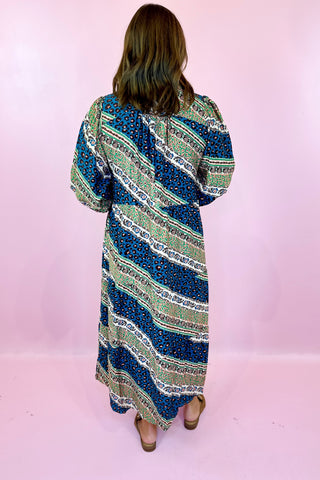 Easy Company Animal Print Midi Dress Teal Mix