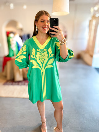 Floral Mini Dress Green