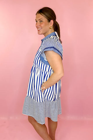 Striped Mini Dress Blue