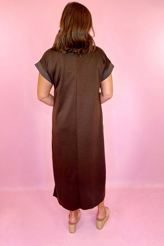 Easy To Style Scuba Knit Midi Dress Brown