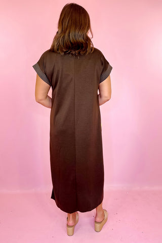 Easy To Style Scuba Knit Midi Dress Brown