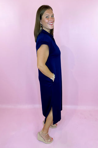 navy midi dress