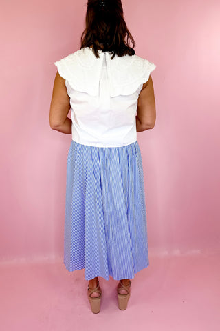 Striped Midi Skirt Blue