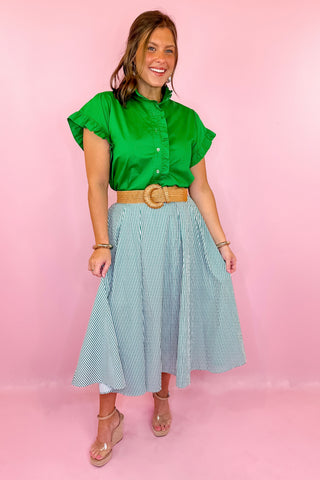 Striped Midi Skirt Green