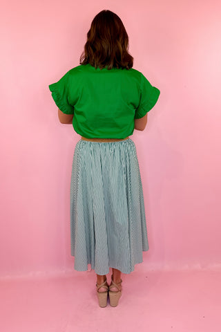 Striped Midi Skirt Green
