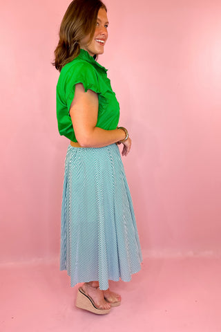 Striped Midi Skirt Green