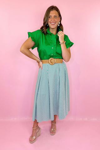 Striped Midi Skirt Green