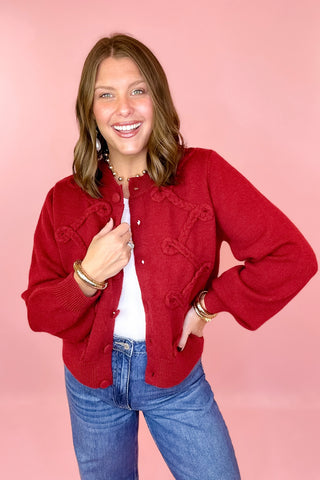 burgundy cardigan