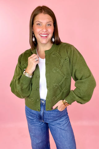 green cardigan