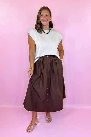 Everything In Place Scuba Knit Top Almond