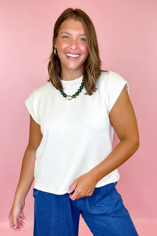 Everything In Place Scuba Knit Top Ecru