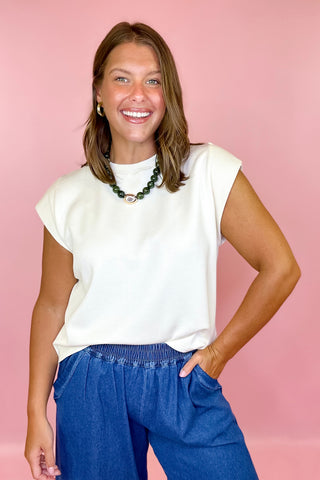 Everything In Place Scuba Knit Top Ecru