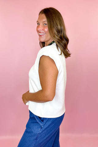 Everything In Place Scuba Knit Top Ecru