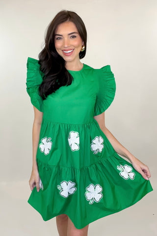 Feeling Lucky Clover Tiered Dress