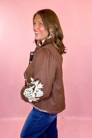Good Thinking Embroidered Jacket - Brown