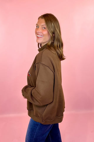 Mallard Mock Neck Sweatshirt - Brown