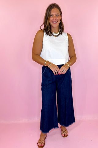 Running Errands Wide Leg Denim Pant- Denim