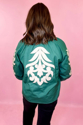 Schedule Me In Embroidered Top - Hunter Green