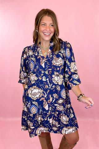 Floral Mini Dress Navy