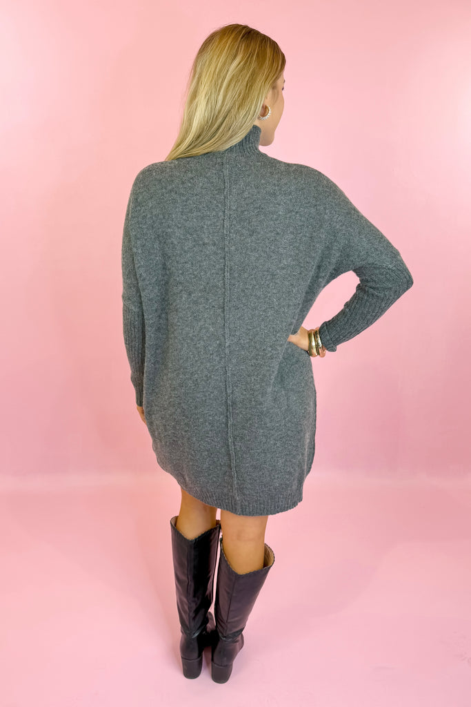 grey turtleneck sweater dress mock neck